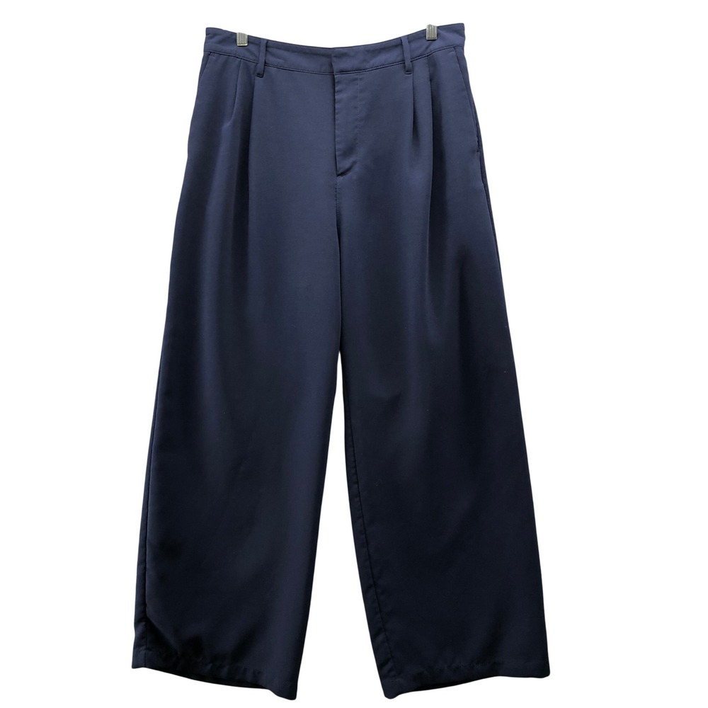 Gap Easy Trouser Pants Womens 16 Navy Blue Wide Leg Pleated Front Uniform Casual